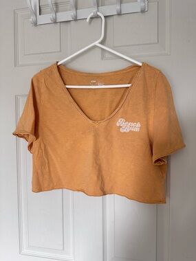 aerie beach bum Cropped V-Neck Top in orange Yellow
